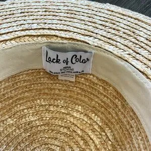 Lack of Color Stylish Straw Boater Hat with Black Band.  57CM Mira Wide Brim Boater Hat (Black) | Lack of Color [CA] main image 2